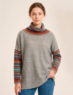 Grey Turtleneck Andean Sweater